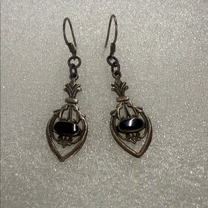 Sterling Silver Black Onyx Drop Earrings
